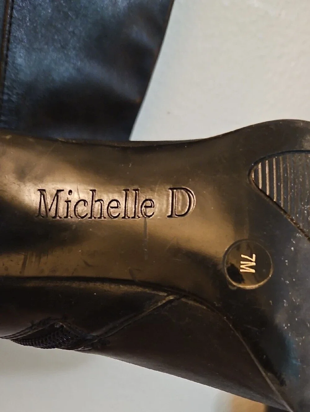 Michelle D Black Leather Under-the-Knee Boots with Buckle Strap
